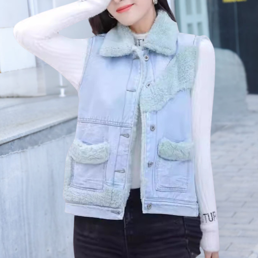 ELEANOR - Gilet en Jean d'Hiver Élégant pour Femmes