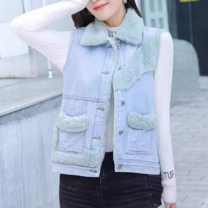 ELEANOR - Gilet en Jean d'Hiver Élégant pour Femmes