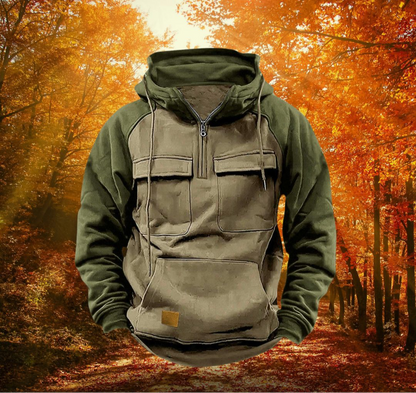 Sweat à Capuche Homme Zip avec Poches et Manches Longues