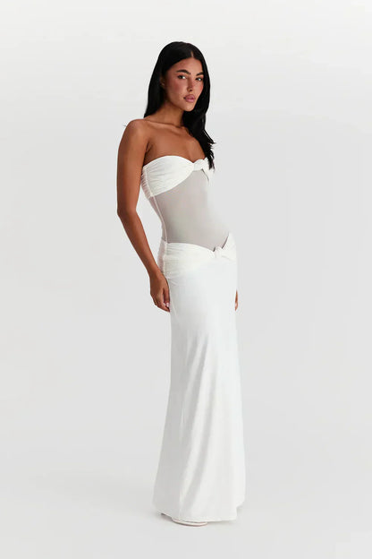 Robe Longue Femme Bustier Détail Mesh