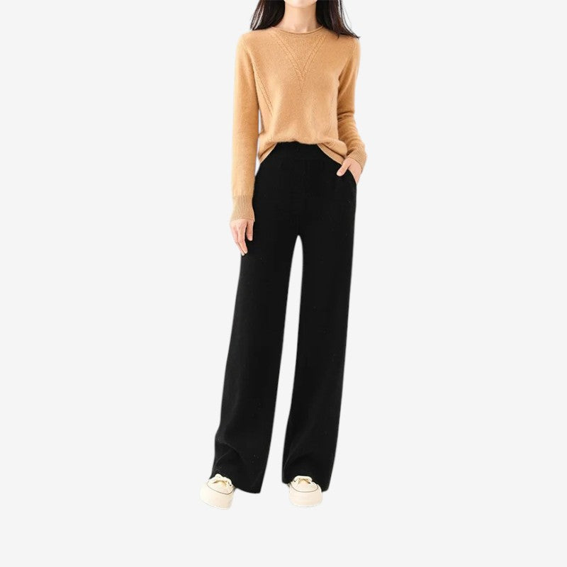 Pantalon Femme Confort Large avec Poches Côte