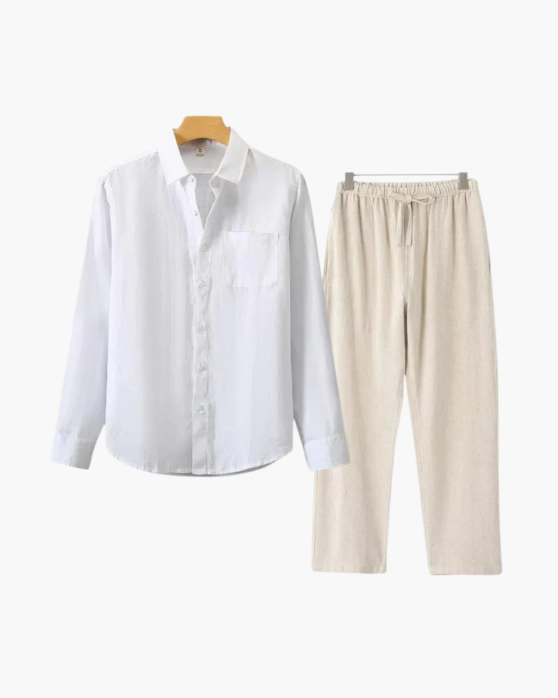 Costume Homme Lin En 2 Pièces Été Décontracté
