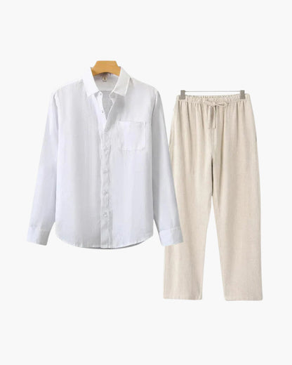 Costume Homme Lin En 2 Pièces Été Décontracté