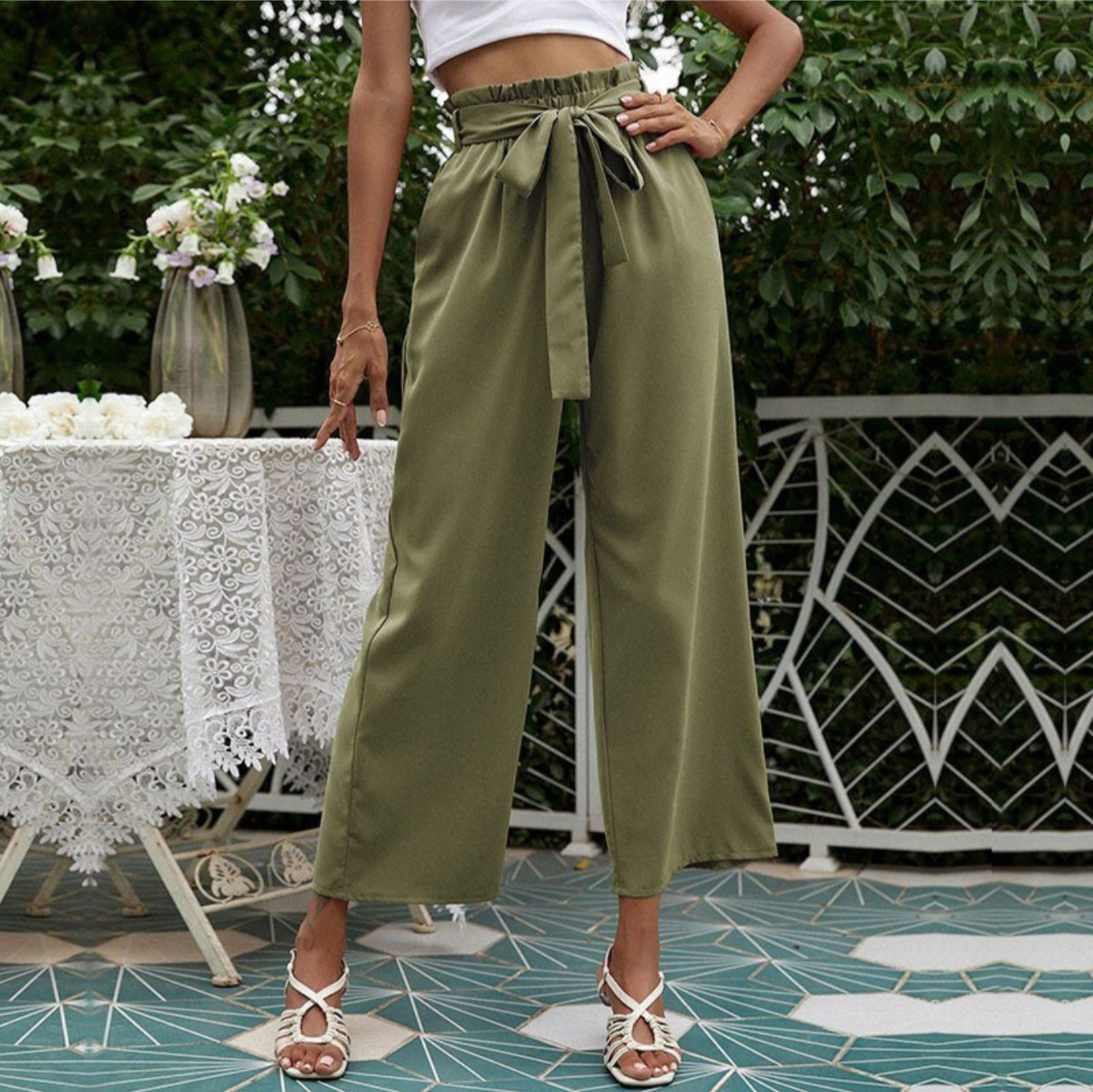 Pantalon Femme Haute Taille Élégant
