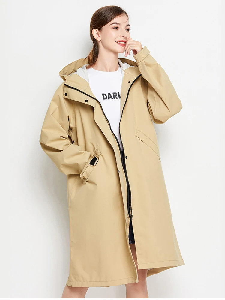 Veste Imperméable Femme Légère avec Capuche et Poches Réglables