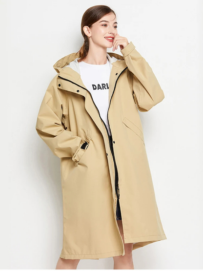 Veste Imperméable Femme Légère avec Capuche et Poches Réglables