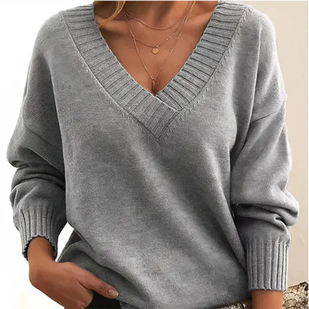 Pull Femme Col V Doux et Chaude pour Hiver