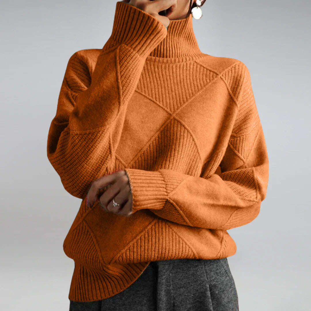 Pull Féminin Col Roulé Manches Longues Élégant