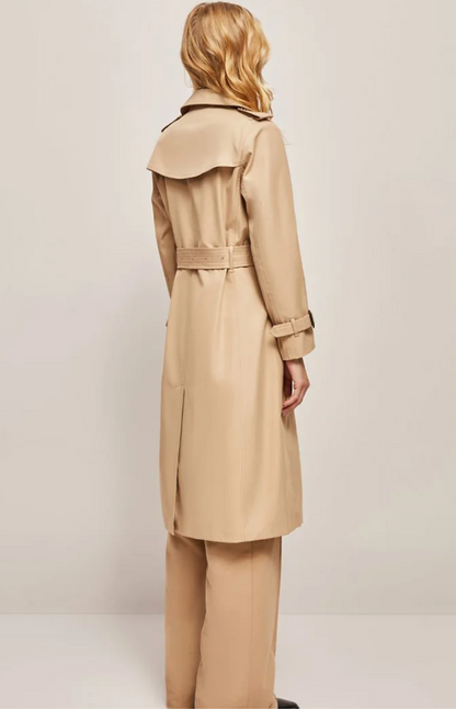 Manteau Femme Long Élégant avec Col Revers