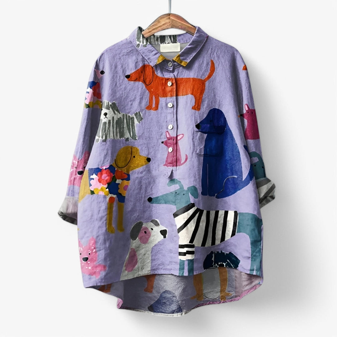 Chemise Humoristique Chien Manches Longues Coton