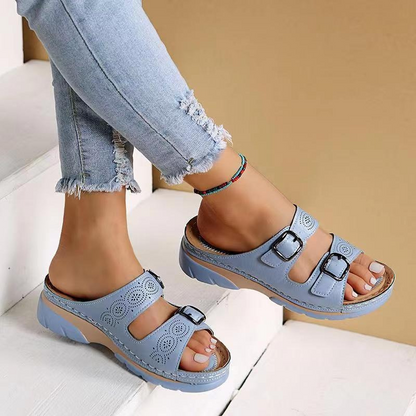 Sandales Femme Confort Semelle Ergonomique Double Bride Réglable