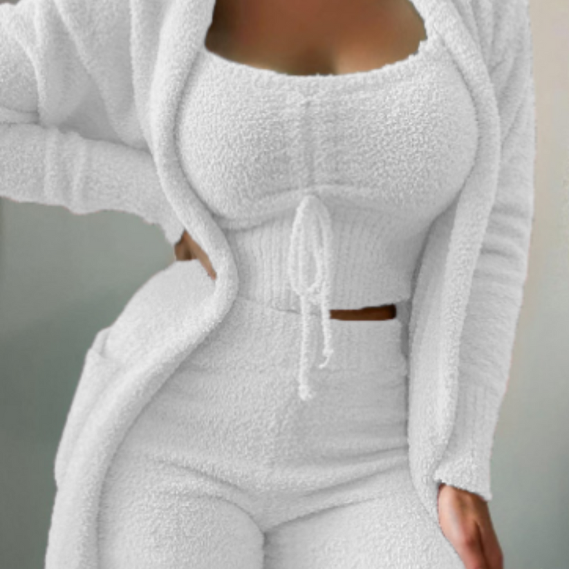 Ensemble Hiver Fille 3 Pièces Chaud avec Cardigan et Pantalon Court