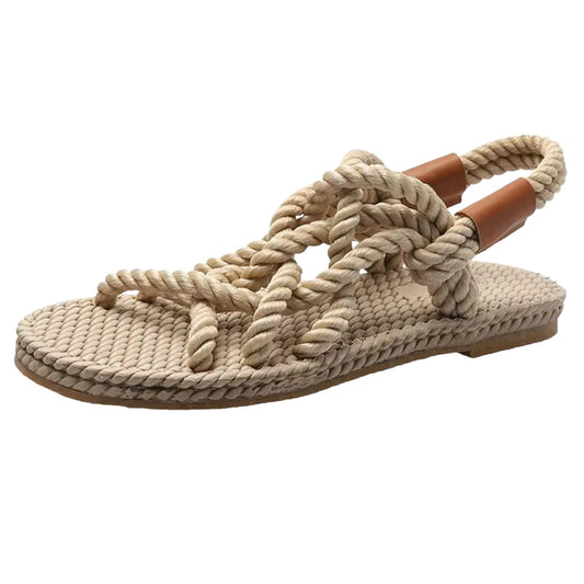 Sandales Plates Tressées à Bout Ouvert Chic Boho - PanierRoyale