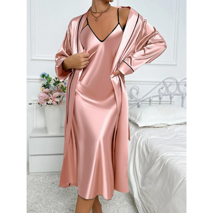Ensemble Pyjama Femme Confortable avec Robe et Kimono Doux