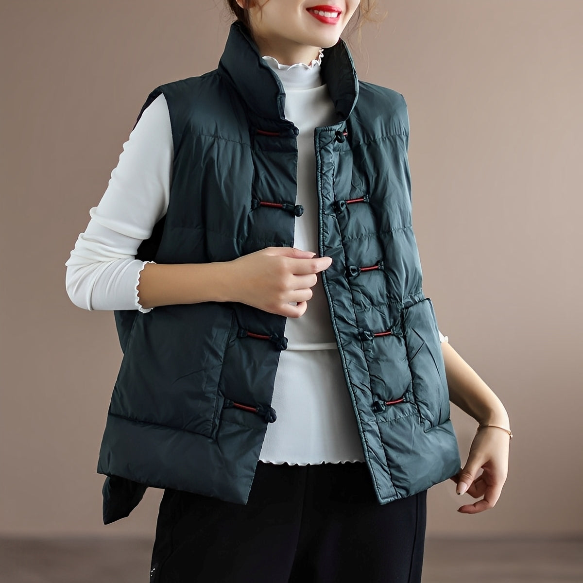 Gilet Femme Col Montant Chaud et Élégant Automne - PanierRoyale