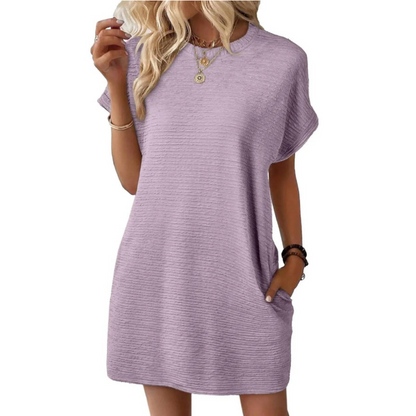Robe Femme Décontractée Col Rond Poches Pratiques