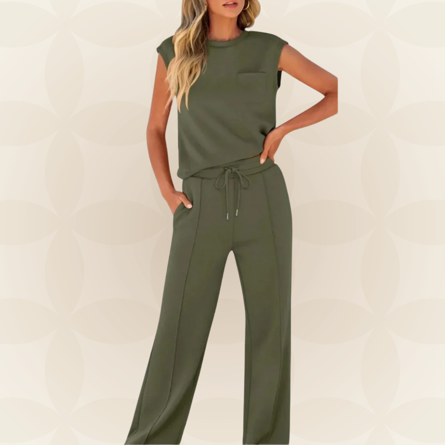 Ensemble Femme Sans Manches et Pantalon Large Fluide