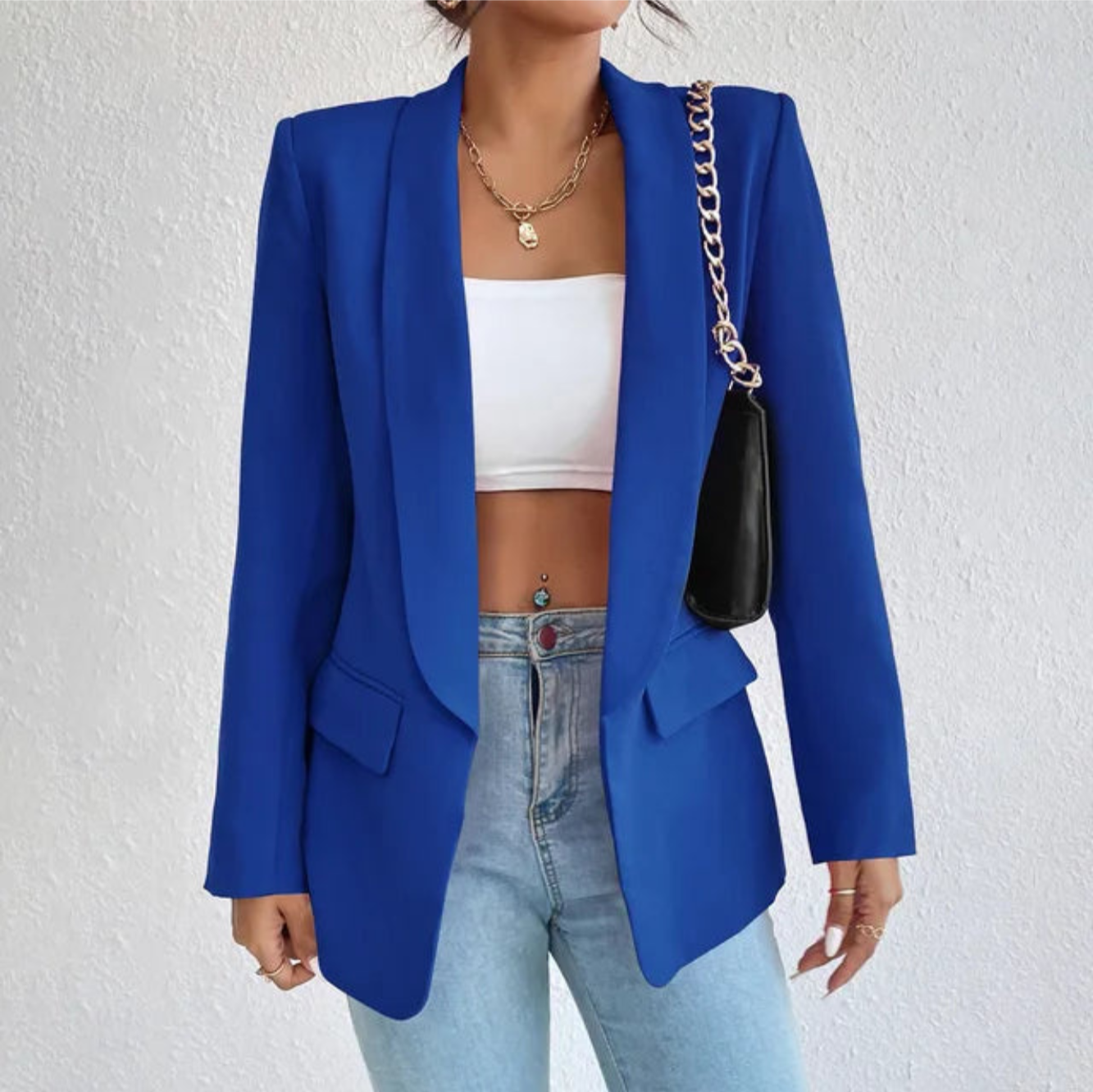 Blazer Femme Chic Grande Taille Longue Manche