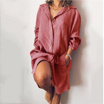 Robe Chemisier Grande Taille Chic à Manches Longues