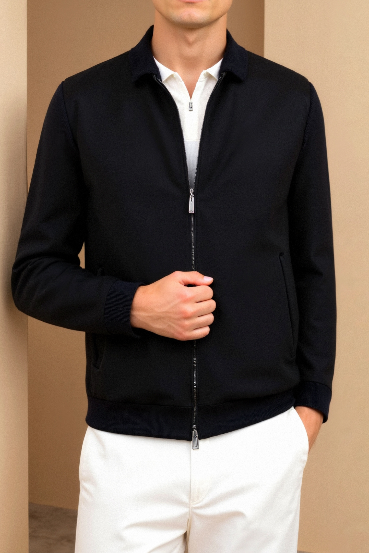 Blouson Homme Noir Élégant