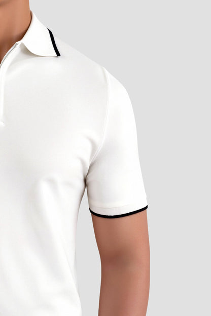 Chemise Polo Classique à Fermeture Éclair Contraste