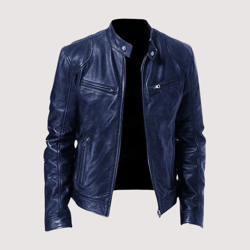 Veste Homme Cuir Véritable Coupe Classique Confort Toutes Saisons