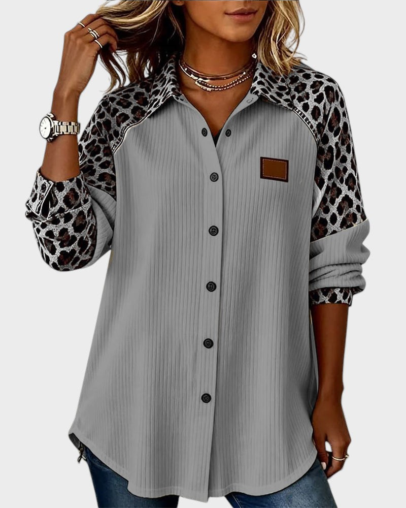 Chemise Femme Imprimé Léopard Coupe Décontractée Chic