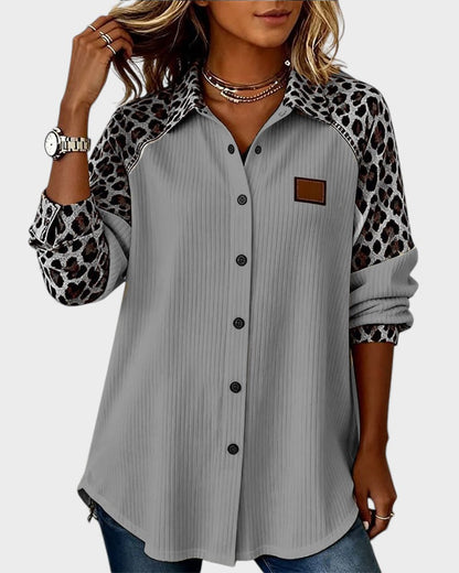 Chemise Femme Imprimé Léopard Coupe Décontractée Chic