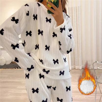 Pyjama Femme Hiver Chaud et Confortable Manches Longues