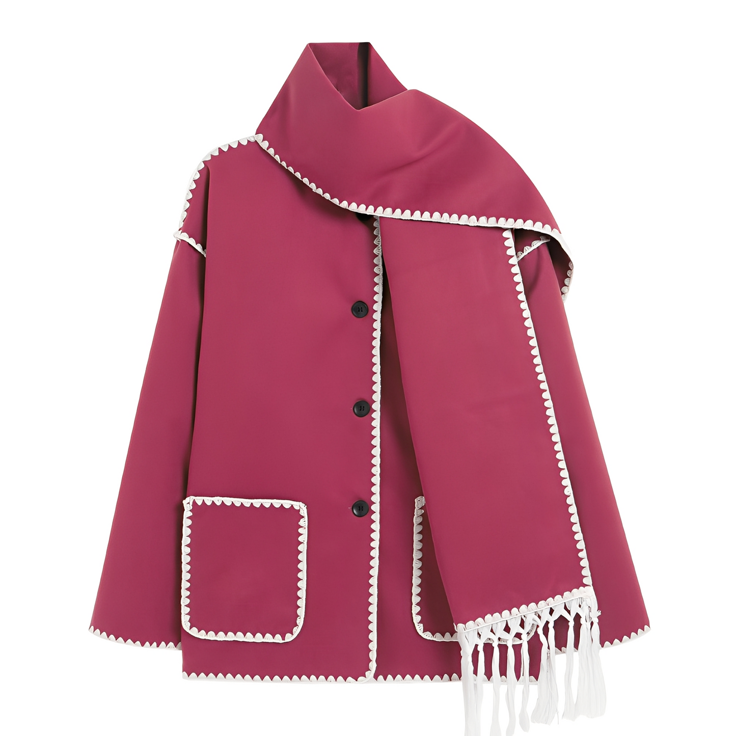 Manteau Femme Hiver Laine Douce avec Écharpe Incluse
