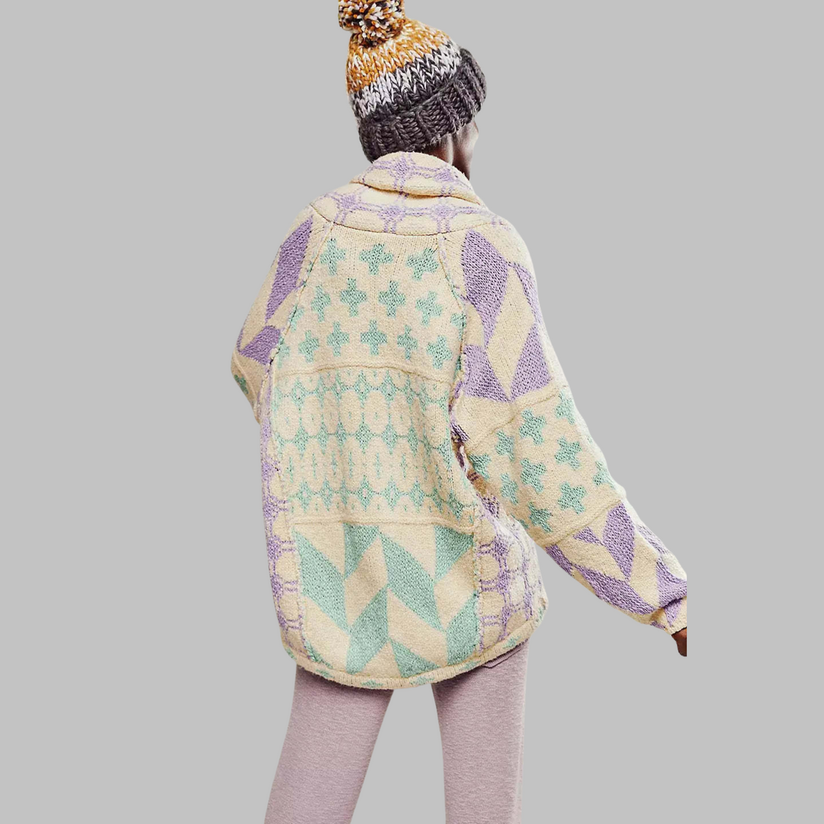 Cardigan Maille Douce Col Boutonné Coupe Oversize Vintage