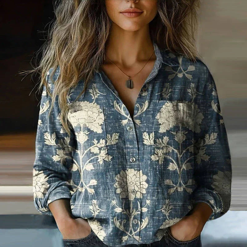 Blouse Été Florale - Blouse Légère Col V Manches Courtes
