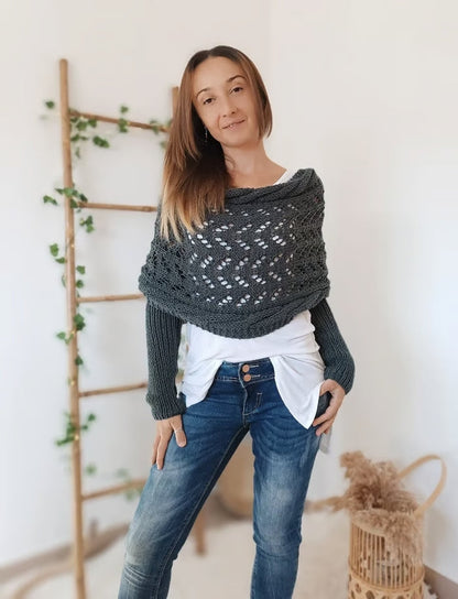 Écharpe Femme Tricotée Douce Gris Clair