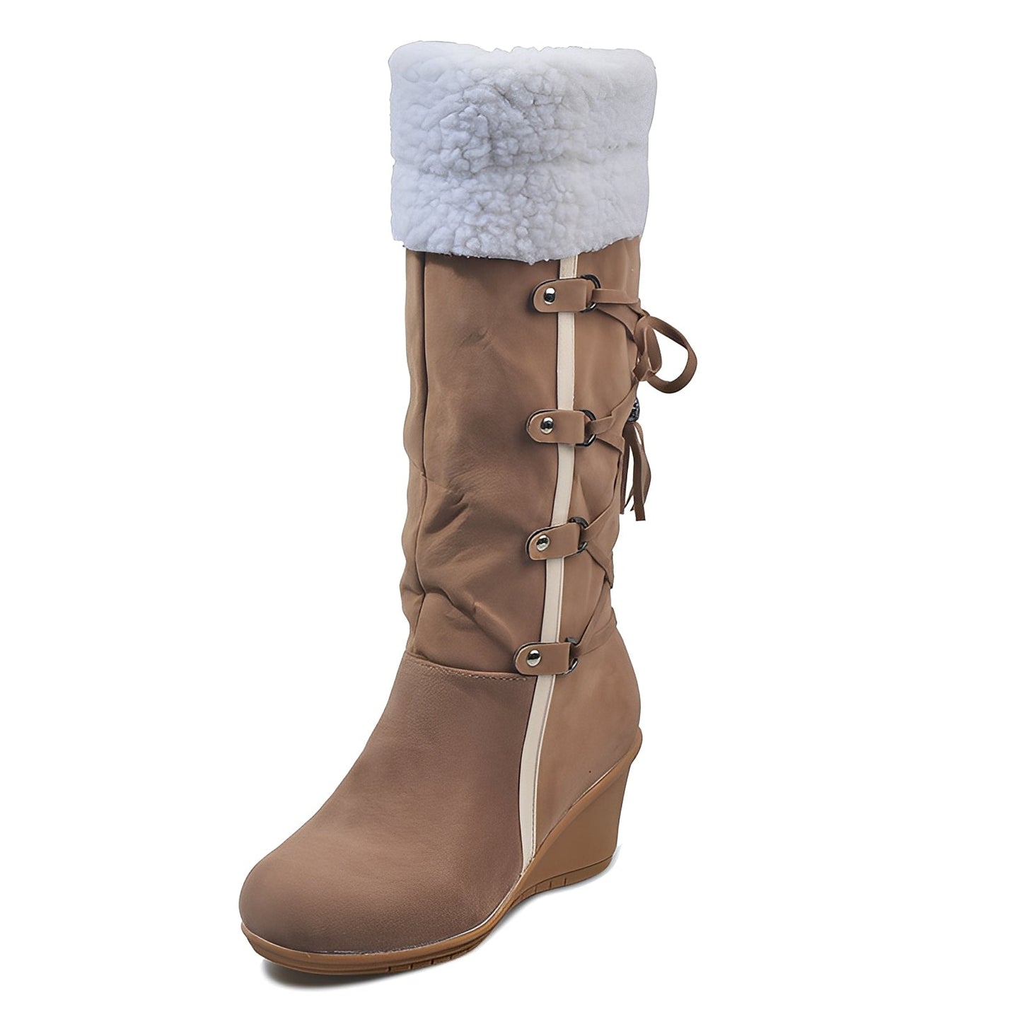 Bottes Hauts Talons en Daim Chaudes et Élégantes pour Femme