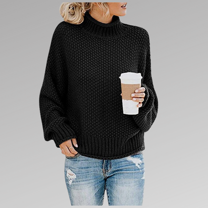 Pull Femme Tricoté Coloré Col Roulé Élégant