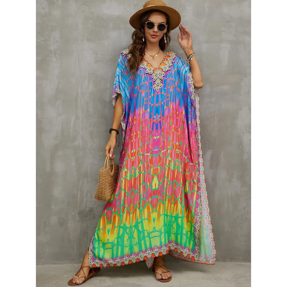 Kaftan Décontracté Col en V Été Léger