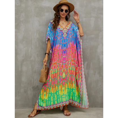 Kaftan Décontracté Col en V Été Léger