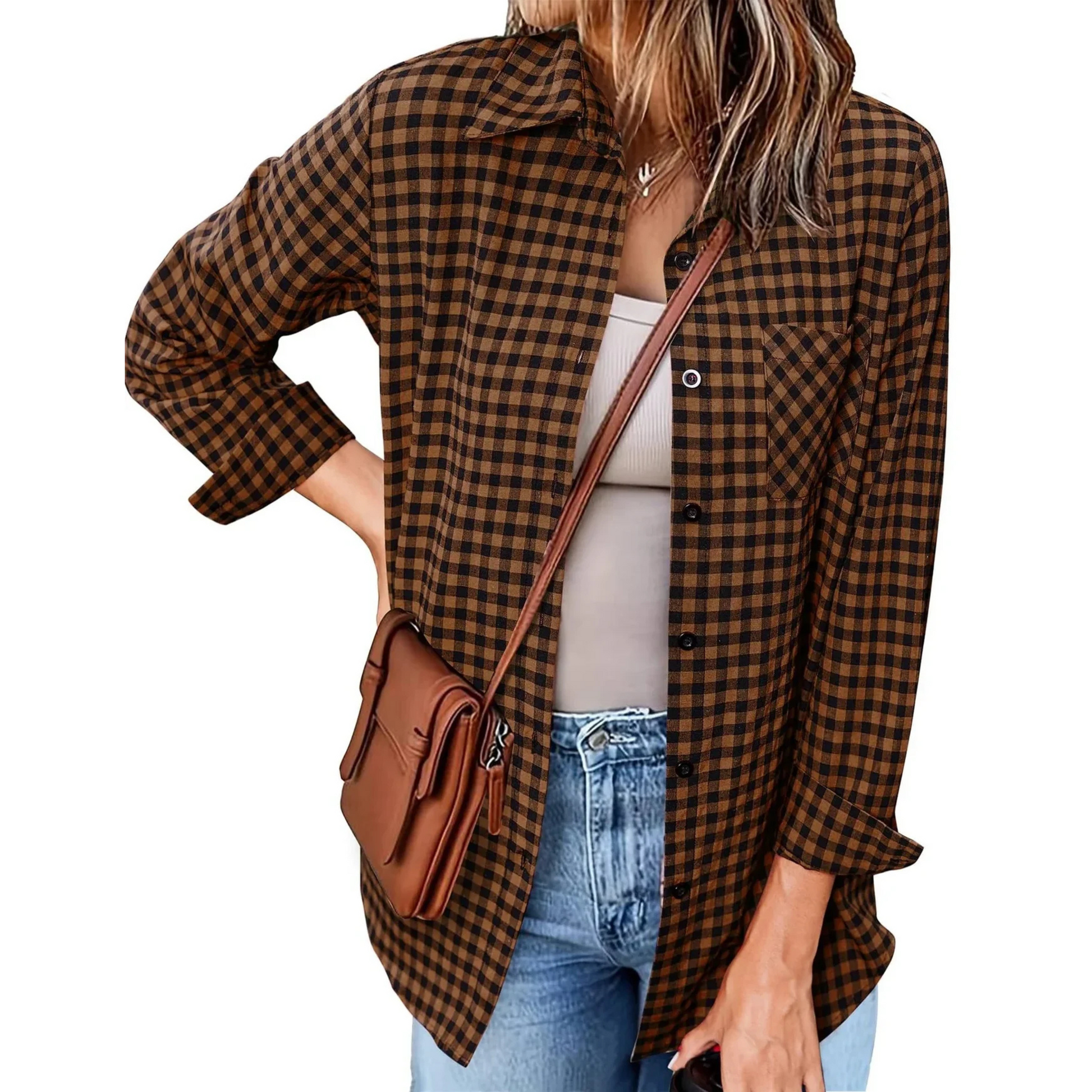 Chemise Femme Décontractée à Carreaux Flannel Douce - PanierRoyale