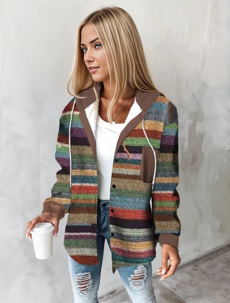 Veste hiver femme à capuche chaud et colorée - PanierRoyale