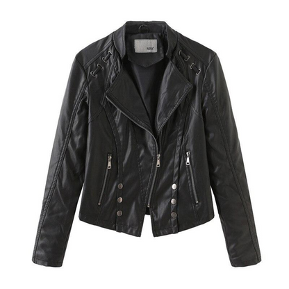 Blouson Moto Femme Noir Cuir Élégant