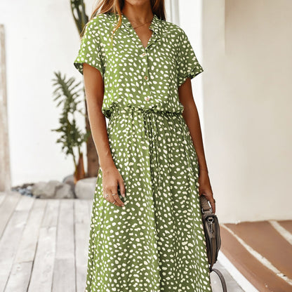 Robe Chemisier Femme Élégante à Pois pour Été