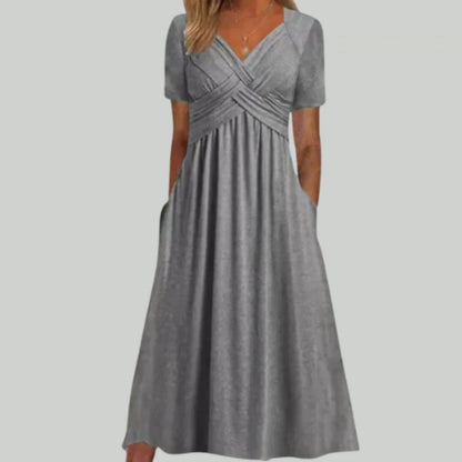 Robe de Soirée Élégante Manches Courtes Décolleté Plongeant