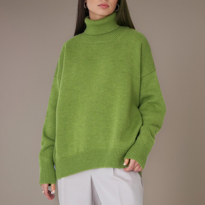 Pull Col Roulé Femme Élégant Hiver