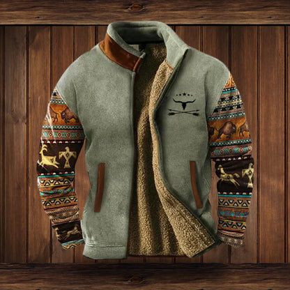 Veste Hiver Élégante Style Western avec Doublure Chaude et Imprimé