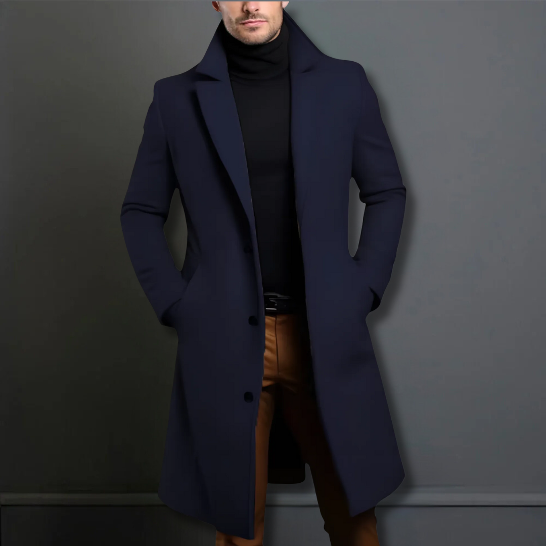 Manteau Homme Laine Beige Classique Boutonné