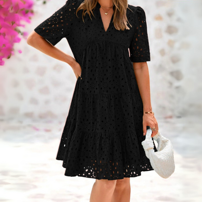Robe Femme Dentelle Fluide Col en V Coupe A-line - PanierRoyale