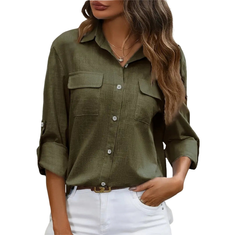 Chemise Élégante Manches Longues Col V - PanierRoyale