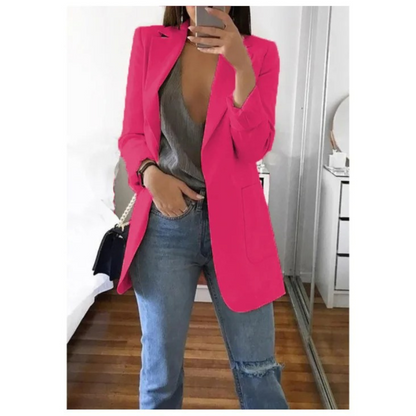 Veste Femelle Bleu Clair Détendue à Manches Longues
