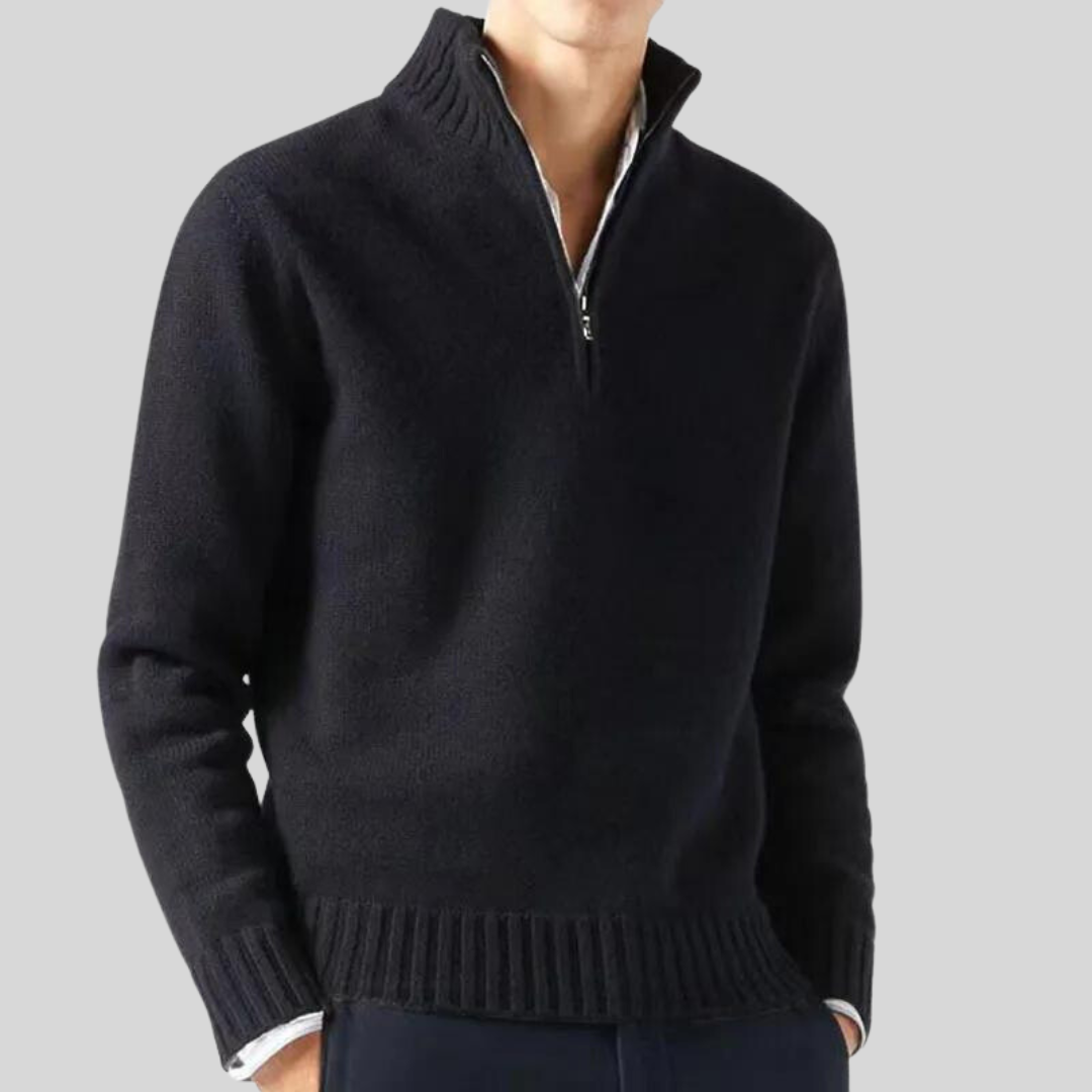 Pull Luxe à Fermeture Éclair Mi-Hauteur