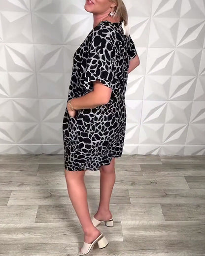 Robe Droite Femme Coton Col Rond Manches Courtes